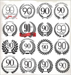 90 years anniversary laurel wreath, set