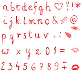 lowercase lipstick alphabet - written letters