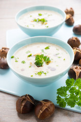 Maronisuppe mit Petersilie