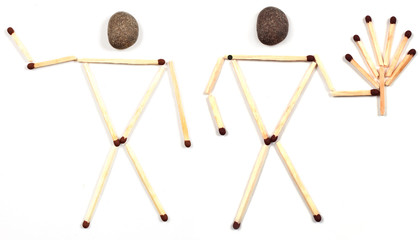 People of matches on white background