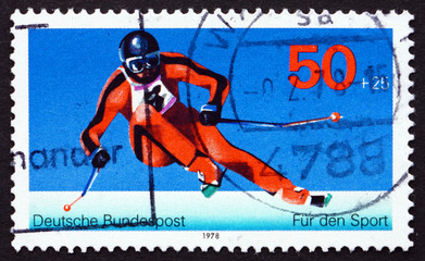Postage stamp Germany 1978 Giant Slalom, Winter Sport