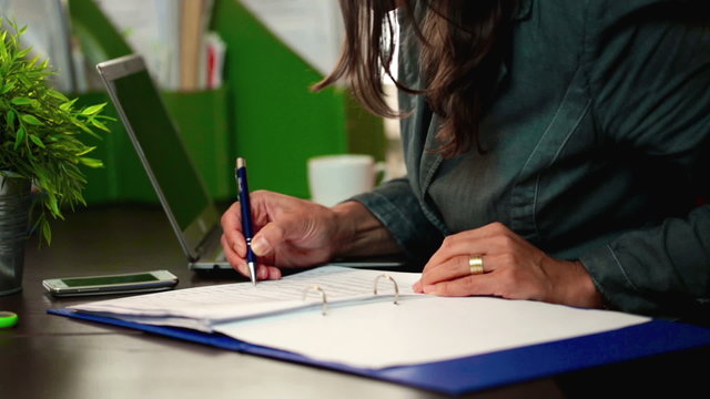 businesswoman hands working on tablet in the office