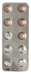 Pills in blister isolated against on background
