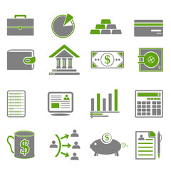 Finance, Business Green Icons