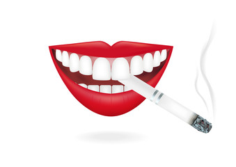 Naklejka premium No Smoking sign. Vector. lips smokes