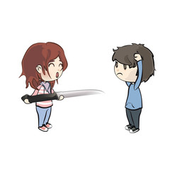 Girl holding a realistic knife.