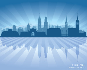 Zurich Switzerland city skyline vector silhouette - obrazy, fototapety, plakaty