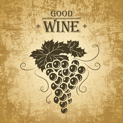Wine label with grapes on vintage paper