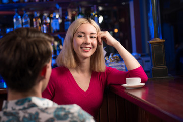 portrait of a nice woman at the bar