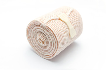 Elastic ACE compression bandage warp unwrapped, isolated