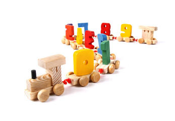 Wooden train with numbers