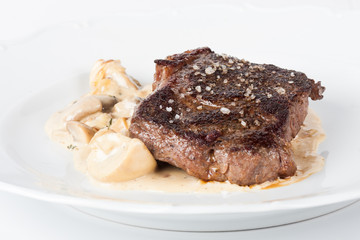 beef steak with mushrooms