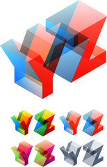 Fototapeta premium Colored isometric text. Standard characters. Y Z