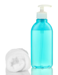 Wadding with cleanser for face isolated on white