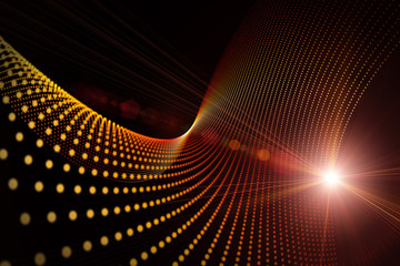 Futuristic particle wave background design with lights - obrazy, fototapety, plakaty
