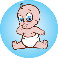 Vector illustration of cute baby in diaper - 58087771