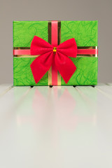 Beautiful Christmas gift box with reflection
