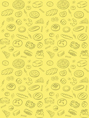 Vector pattern of seamless pattern with bakery products