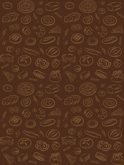 vector pattern of seamless background with bakery products - 58088139