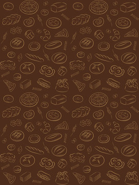 vector pattern of seamless background with bakery products