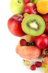 Assortment of juicy fruits, isolated on white