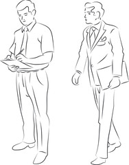 vector illustration of walking businessman with briefcase