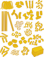 vector illustration of different types of pasta - 58090137