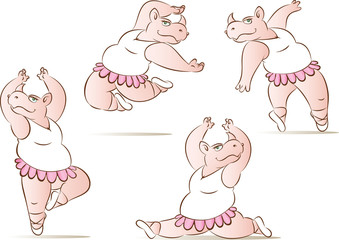 Vector illustration of a rhinoceros ballerina mascot © mahmuttibet