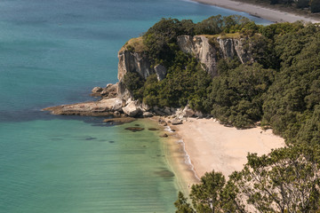 aerial view of Lonely Bay in Coromandel Peninsula
