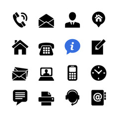 Web communication icon set: contact us