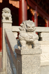Chinese lion statue close up