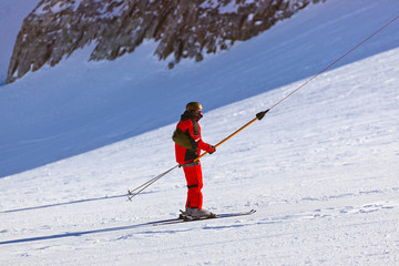 Skier at mountains ski resort Innsbruck - Austria