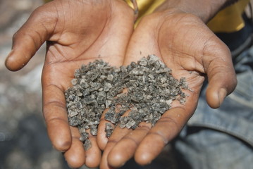 Black salt from the crater lake El Sod, Ethiopia.