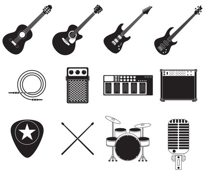 Rock music instruments set