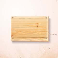 Naklejka premium Wooden plate on a concrete background.