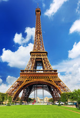 Fototapeta na wymiar Eiffel Tower -view from the Champs de Mars.Paris,France