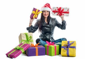 Weihnachtsfrau mit Geschenken