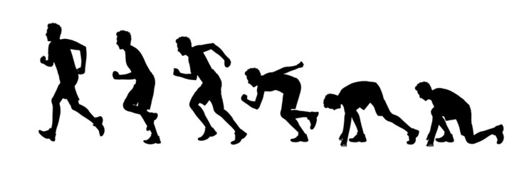silhouettes of a man starting running