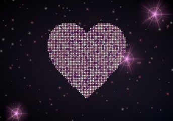 Illustration of a glowing heart symbol of glamour stars