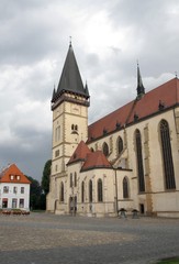 Fototapeta na wymiar gothic basilic in market square in Bardejov