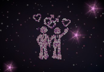 3d render of a glowing homosexual symbol of glamour stars