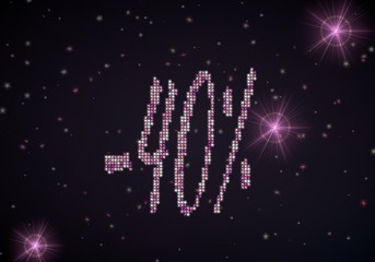 3d render of a glowing discount symbol of glamour stars
