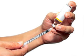 Syringe out medication technique from the ampule.