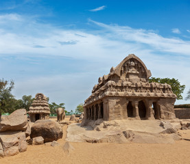 Fototapeta premium Five Rathas. Mahabalipuram, Tamil Nadu, South India