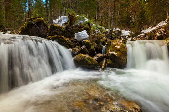 Cascade of Sibli-Wasserfall. Rottach-Egern, Bavaria,  Germany