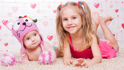 Two sisters with different mood