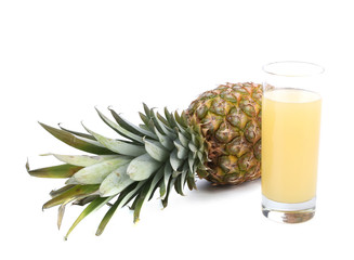 Glass of juice and pineapple.