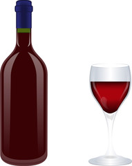 Weinflasche mit Glas, Wine bottle with glass