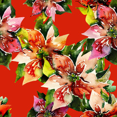 Poinsettias Seamless Pattern