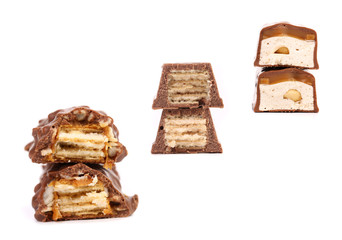 Collage of three chocolate stacks.